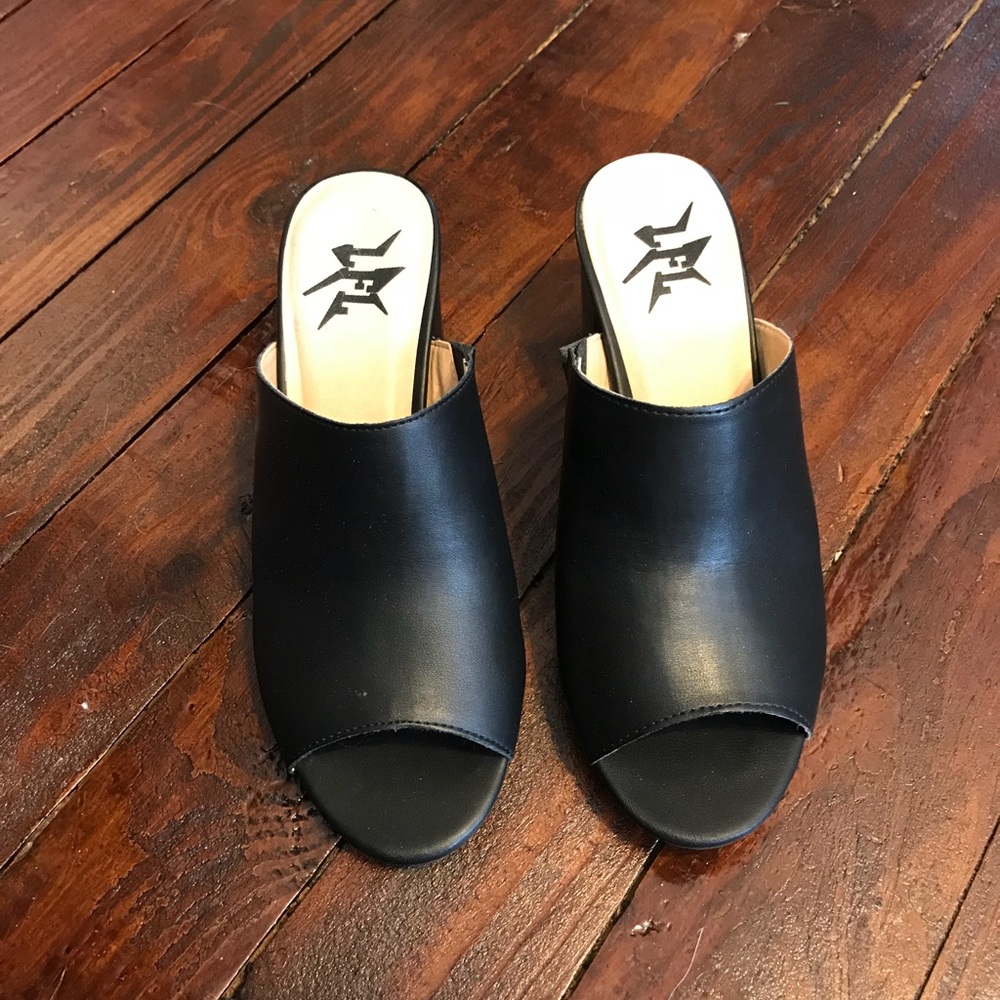 Black Slip On Mules
